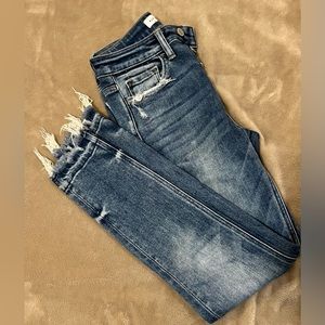 Flying monkey skinny crop distressed jean